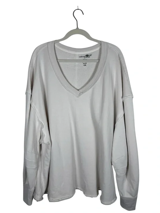 Natural Life Oversized Kick Back Cotton V-Neck Pullover Sweatshirt Sz S/M - Picture 2 of 5